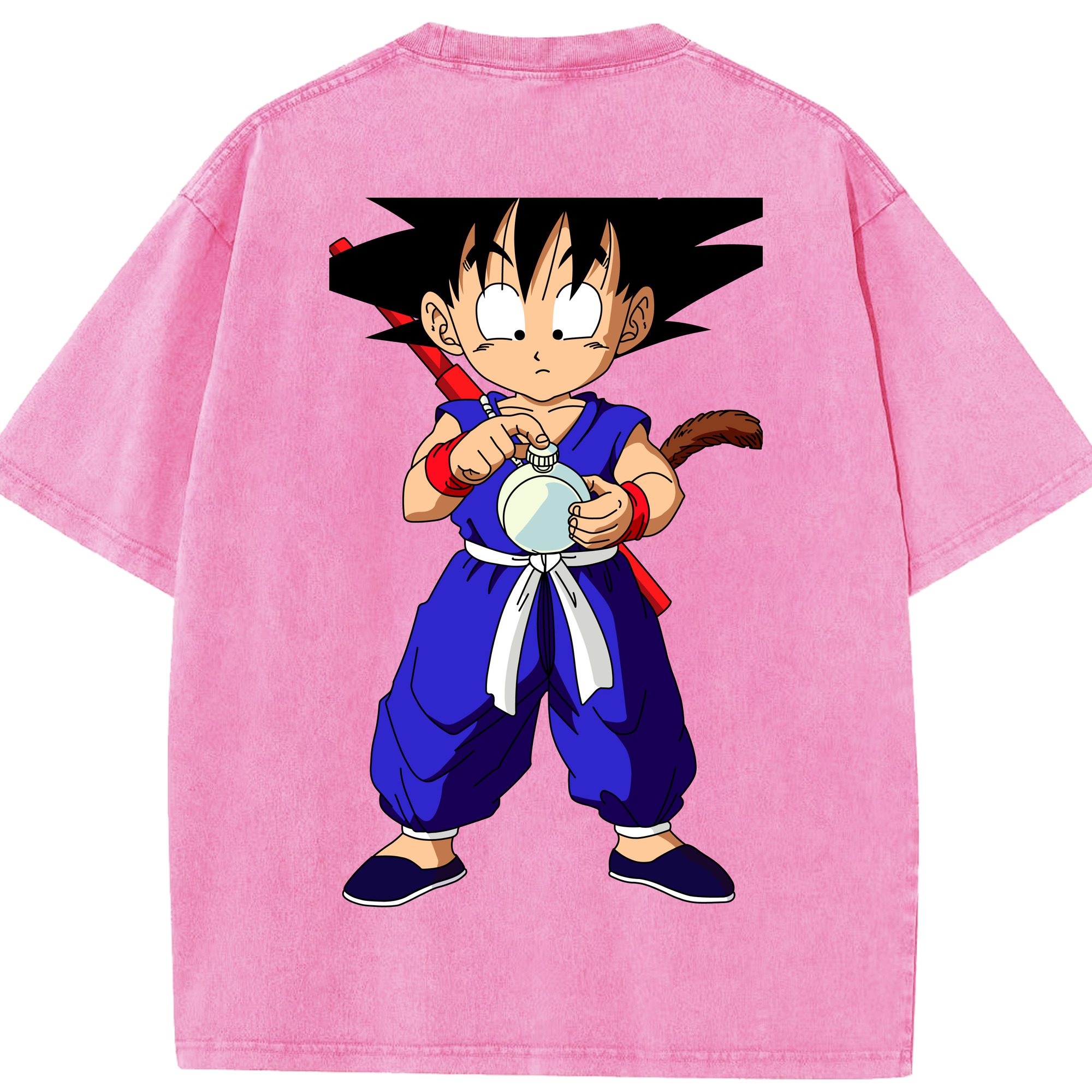 （画像用） ドラゴンボール 孫悟空（そん ごくう）Son Goku カカロット DRAGON BALL Kakarotto 綿100% ヴィンテージ風 半袖Tシャツ（背面プリント）